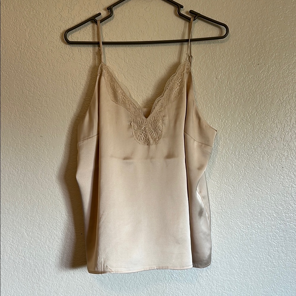 Elegant Cream Lace Trim Tank Top